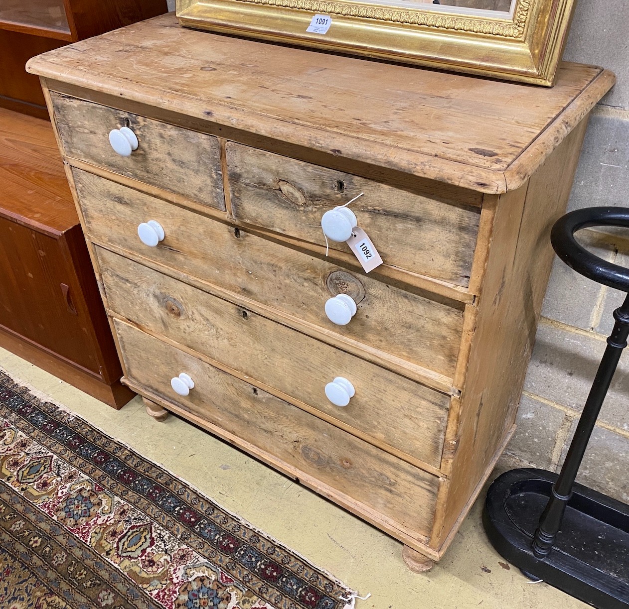 A Victorian pine chest, width 94cm, depth 45cm, height 98cm